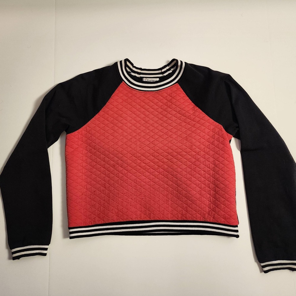Olsenboye Womens Small Red Black Quilted Pullover Top OB2325T-FYR 90s Style